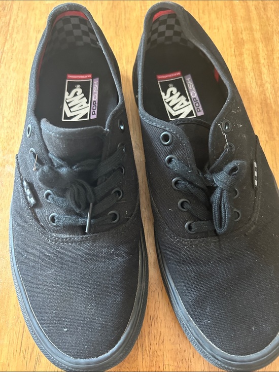 Vans Other - Vans Black Canvas Low-Top Sneakers with Checker Insole Accent